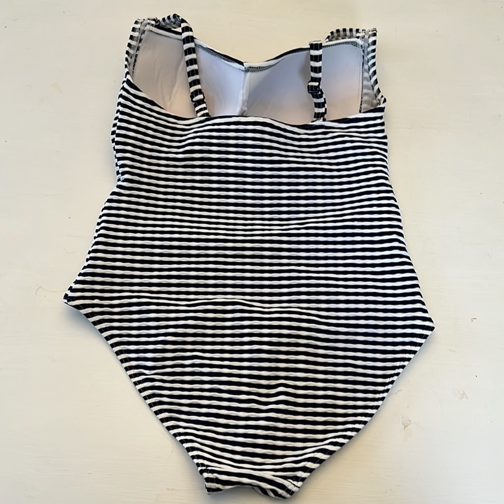BOND EYE ONE PIECE SWIMSUIT Nip Tuck Shirred Maillot Stripe Size 10 NWT - Picture 8 of 10